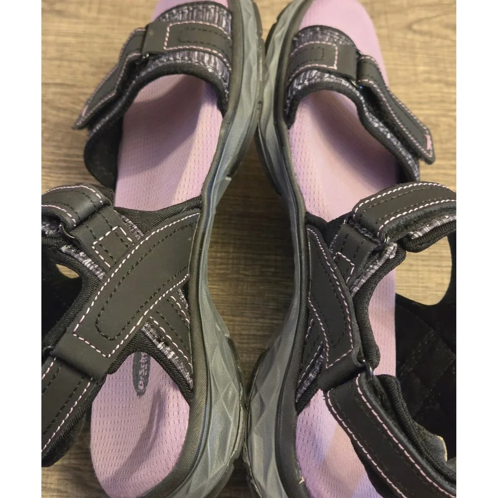 Dr Scholls Anna Sandals Womens Size 6.5‎ Black Purple Adjustable